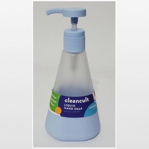New Cleancult Soap Bottle 12oz Home Reusable Liquid Frosted Glass Blue Empty NWT - Picture 2 of 16